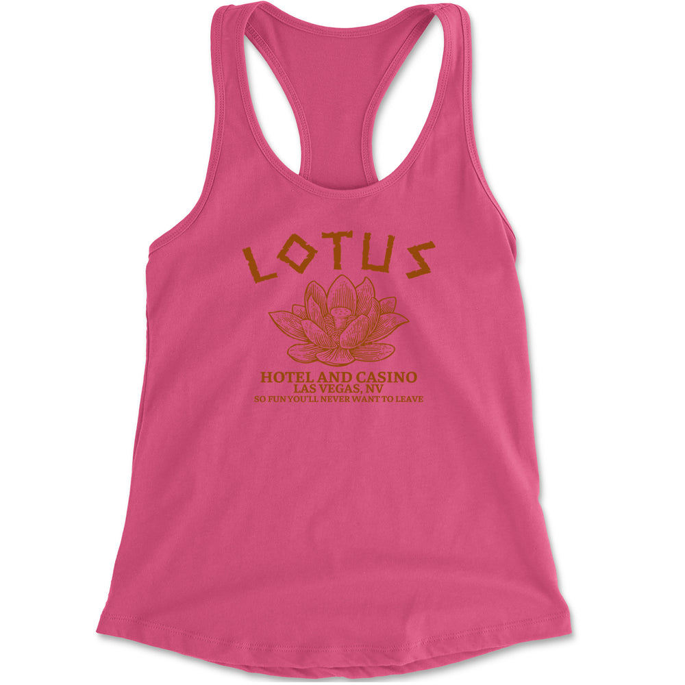 Lotus Hotel and Casino Racerback Tank Top for Women Hot Pink