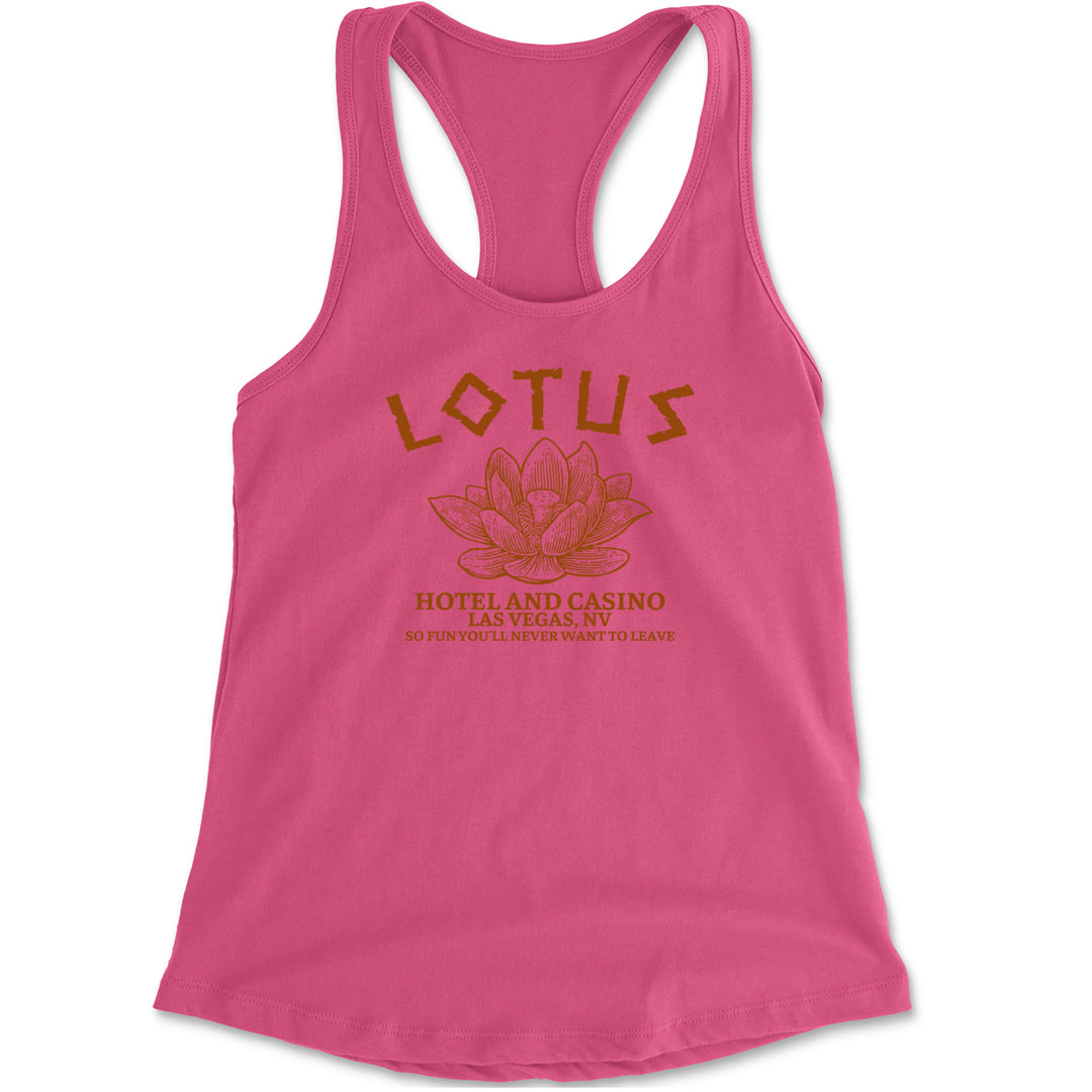 Lotus Hotel and Casino Racerback Tank Top for Women Hot Pink