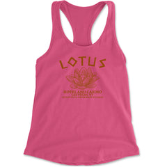 Lotus Hotel and Casino Racerback Tank Top for Women Hot Pink