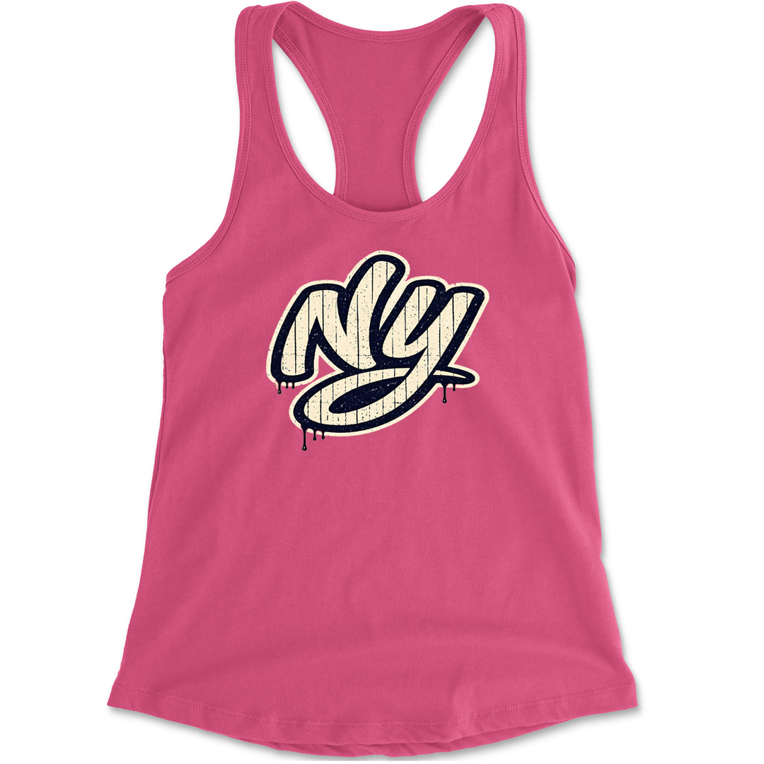 NYC New York City Grunge Street Racerback Tank Top for Women Hot Pink
