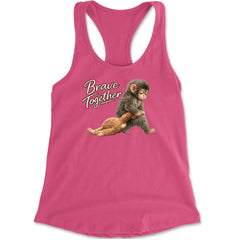Punch Brave Together Stuffed Animal Racerback Tank Top for Women Hot Pink