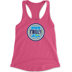 Philly Pride Liberty Bell Racerback Tank Top for Women Hot Pink