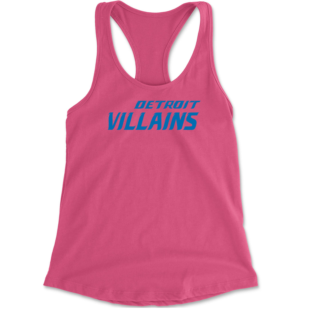 Detroit Villains Grit Football Racerback Tank Top for Women Hot Pink