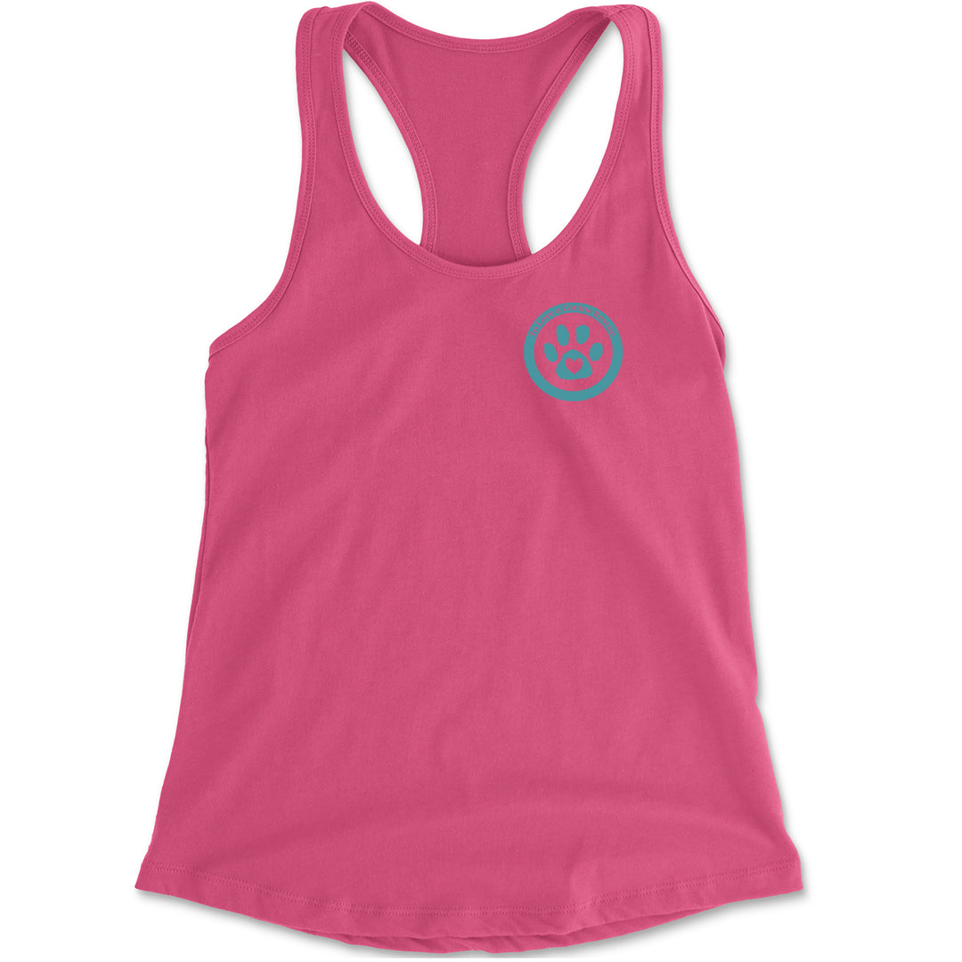TLC To Love a Canine Dog Rescue Teal Racerback Tank Top for Women Hot Pink