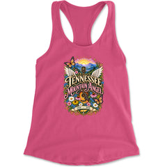 Tennessee Mountain Angel Wings Dolly Racerback Tank Top for Women Hot Pink