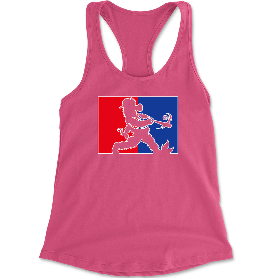 Batter Up Philly Baseball Phan Racerback Tank Top for Women Hot Pink