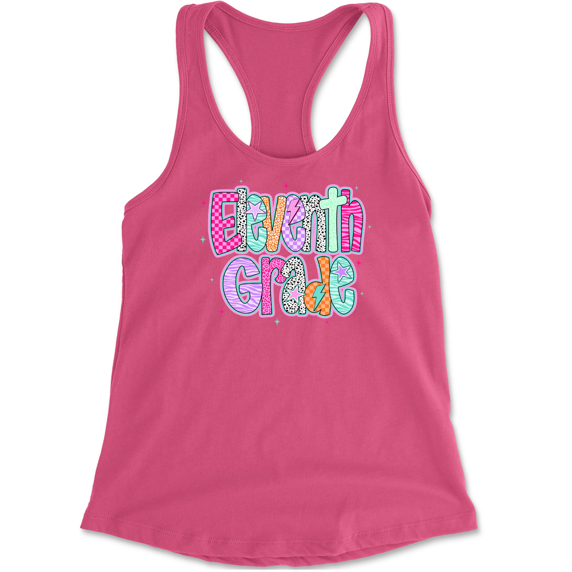 Eleventh Grade Extra Colorful Back to School Racerback Tank Top for Women Hot Pink