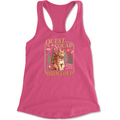 Quest Squad Broccoli Cat Fantasy Reader  Racerback Tank Top for Women Hot Pink