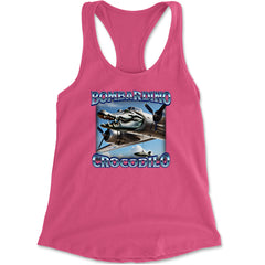 Bombardino Crocodilo Brainrot Racerback Tank Top for Women Hot Pink