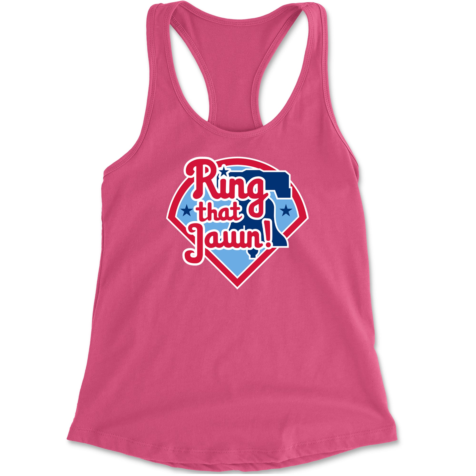 Ring That Jawn Philly Baseball Racerback Tank Top for Women Hot Pink