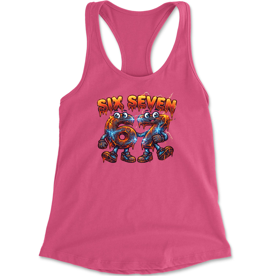 67 Lava Lightning Six Seven Meme Racerback Tank Top for Women Hot Pink