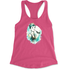 Mrs. Herpburn Iconic Watercolors Racerback Tank Top for Women Hot Pink