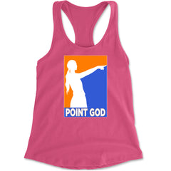Point God Cunningham Basketball Pointing Meme  Racerback Tank Top for Women Hot Pink
