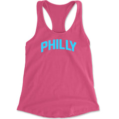 Philly Philadelphia Pride graphic on Women's Lightweight Racerback Tank in Hot Pink