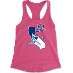 Los Angeles Baseball Batter Up Racerback Tank Top for Women Hot Pink