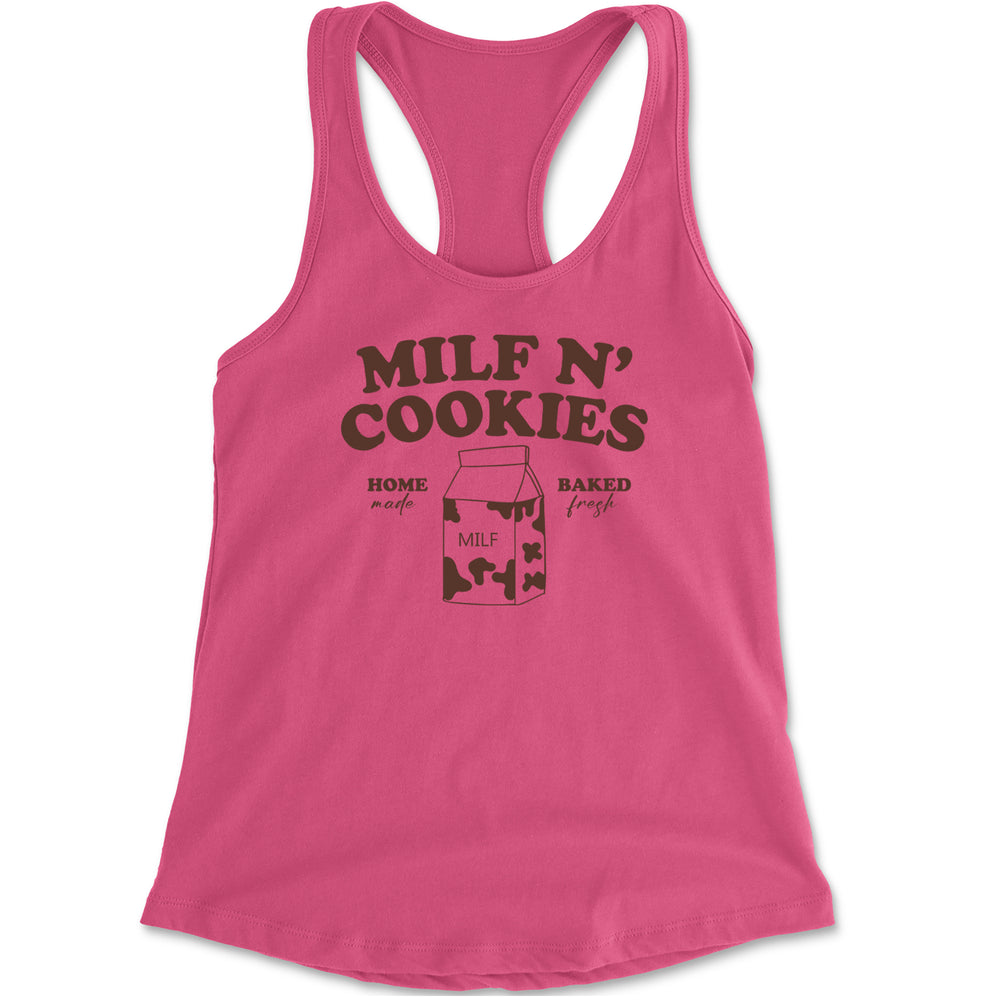 Milf And Cookies Racerback Tank Top for Women Hot Pink