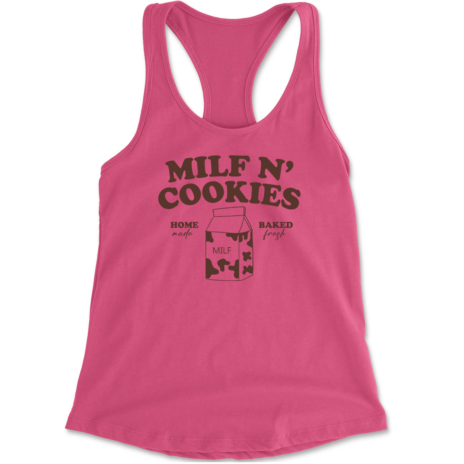 Milf And Cookies Racerback Tank Top for Women Heather Grey