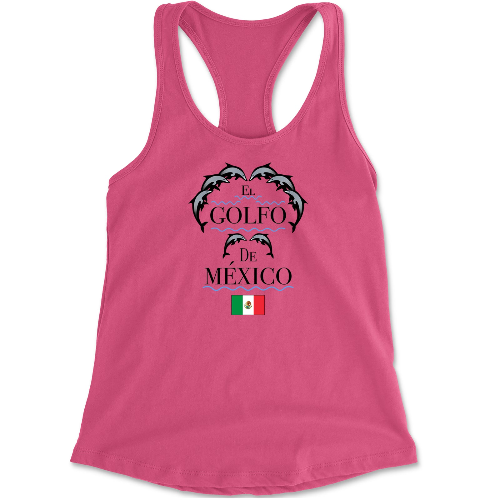 El Golfo De Mexico Dancing Dolphins Racerback Tank Top for Women Heather Grey