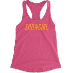 Showgirl Orange Glitter Racerback Tank Top for Women Hot Pink