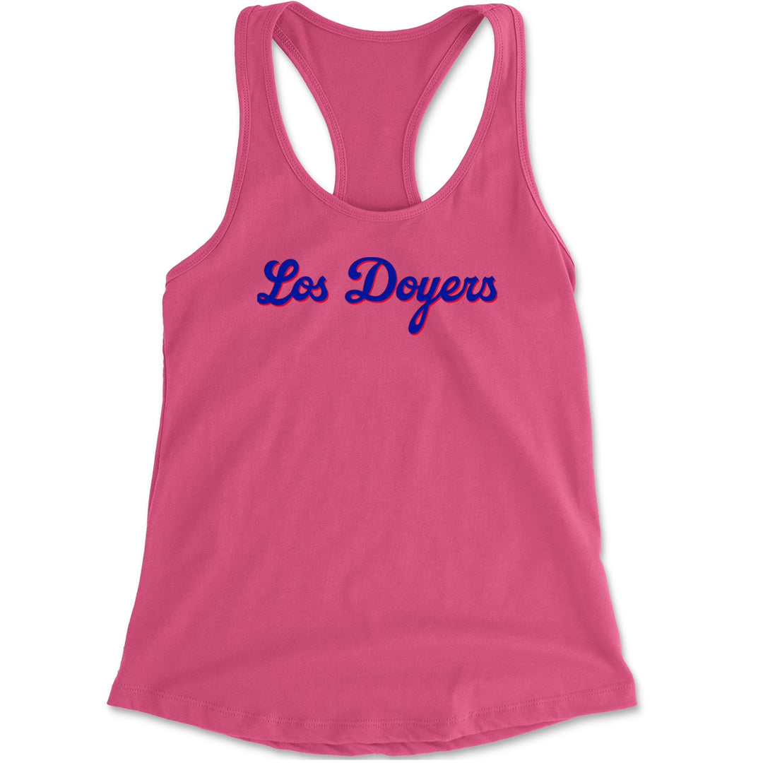 Los Doyers LA Baseball Racerback Tank Top for Women Hot Pink