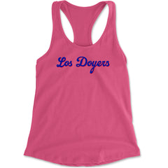 Los Doyers LA Baseball Racerback Tank Top for Women Hot Pink