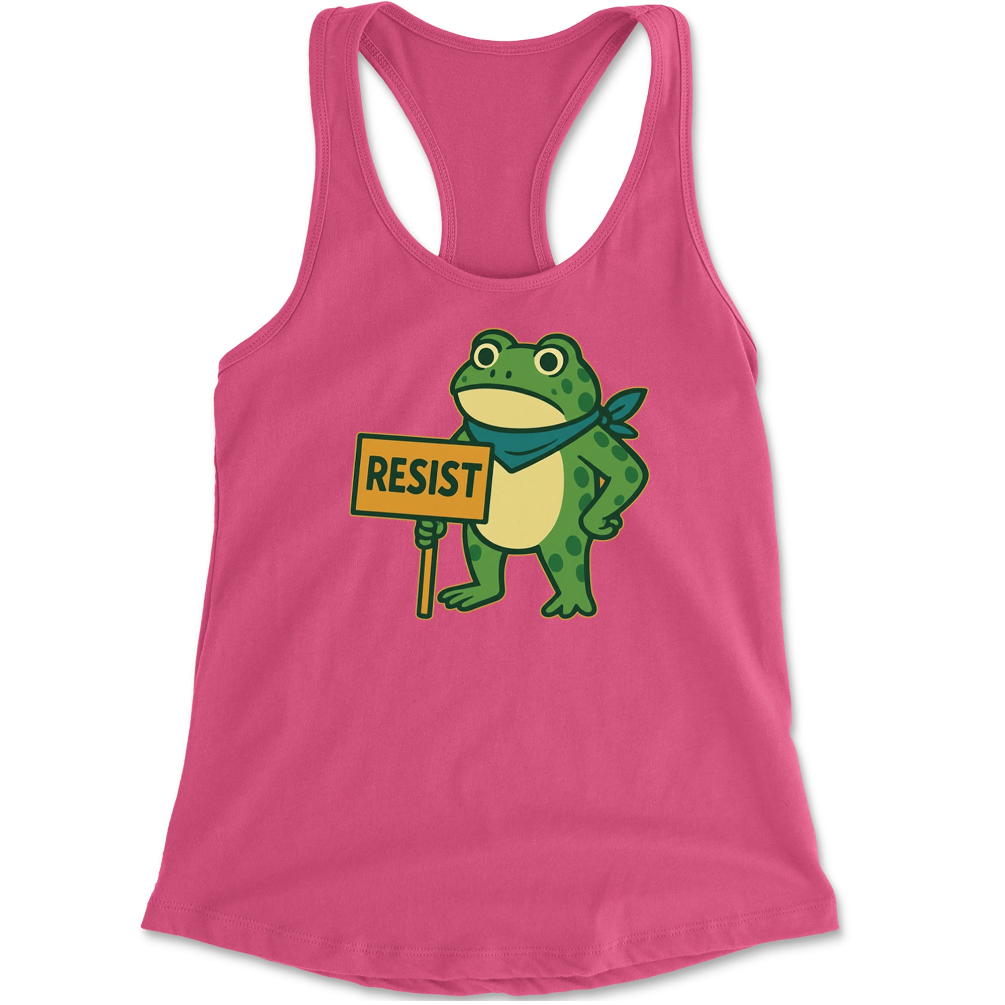Sign Resist Meme Frog Protest Racerback Tank Top for Women Hot Pink