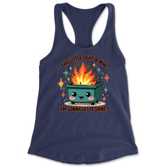 This Little Light of Mine Dumpster Fire Smile Face Racerback Tank Top for Women Navy Blue