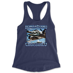 Bombardino Crocodilo Brainrot Racerback Tank Top for Women Navy Blue