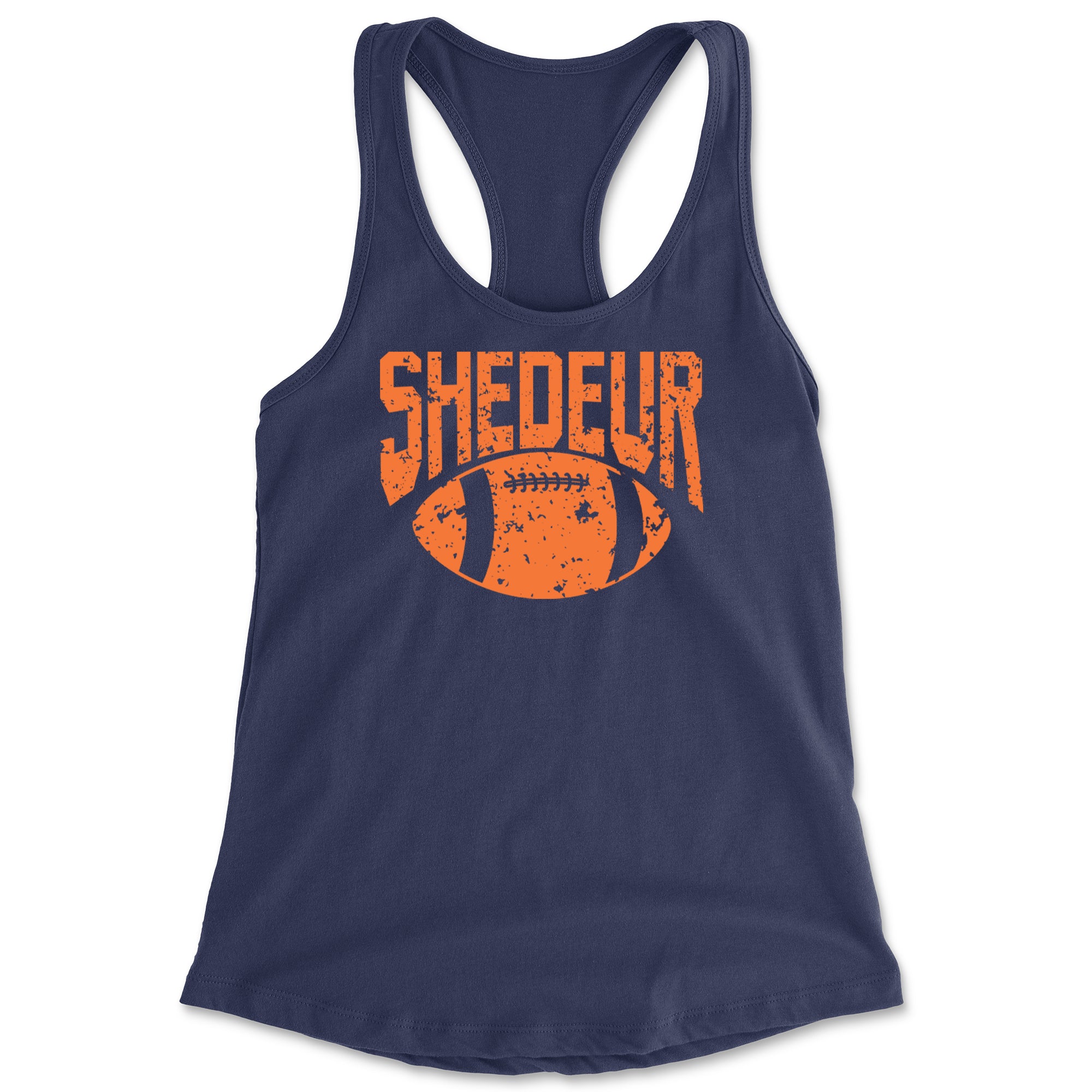 Shedeur Football Racerback Tank Top for Women Navy Blue