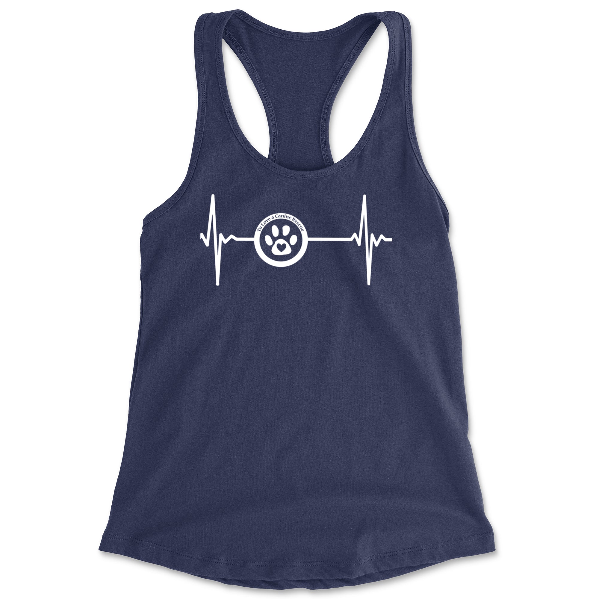 TLC Rescue Heartbeat Racerback Tank Top for Women Navy Blue