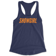 Showgirl Orange Glitter Racerback Tank Top for Women Navy Blue