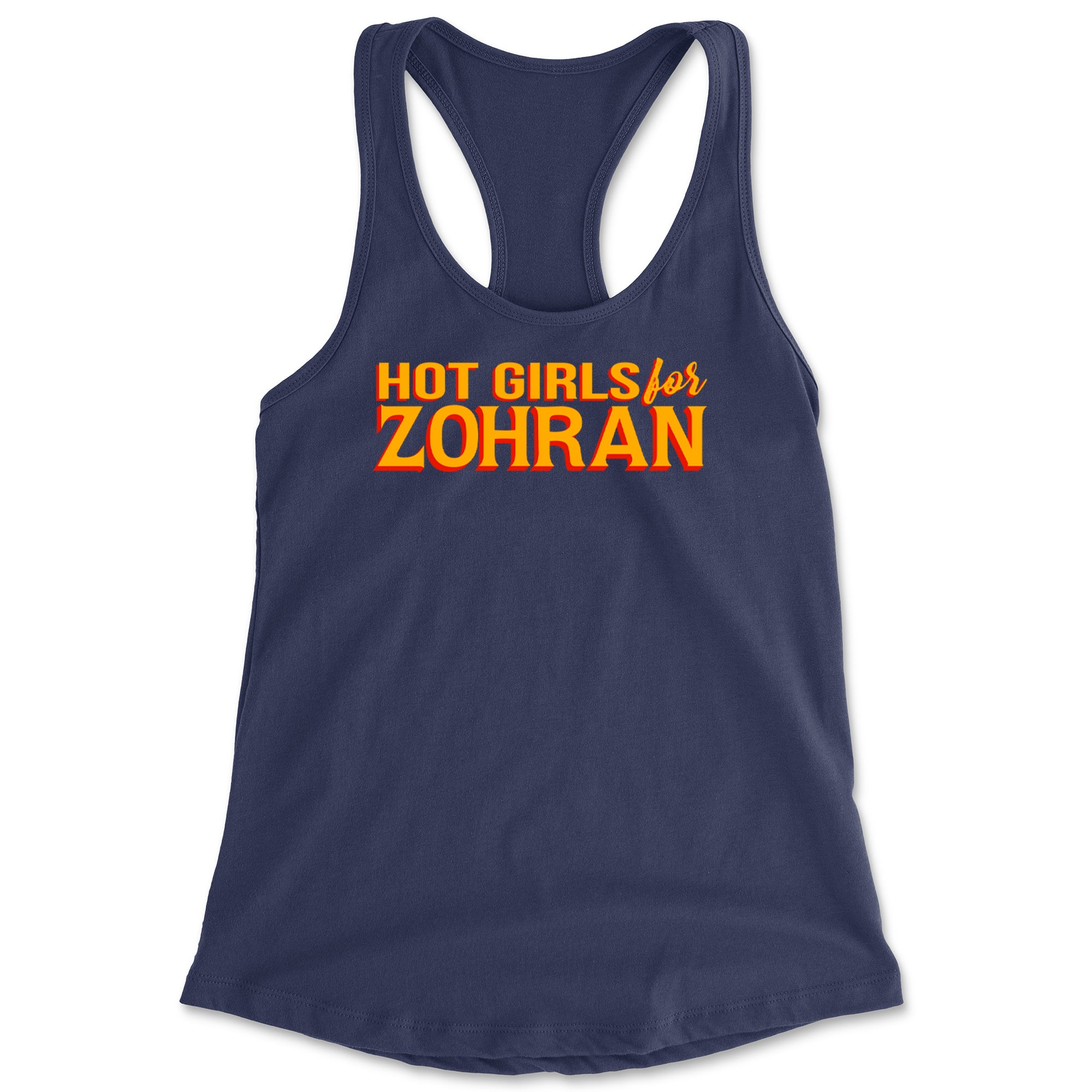Hot Girls for Zohran Meme Racerback Tank Top for Women Navy Blue