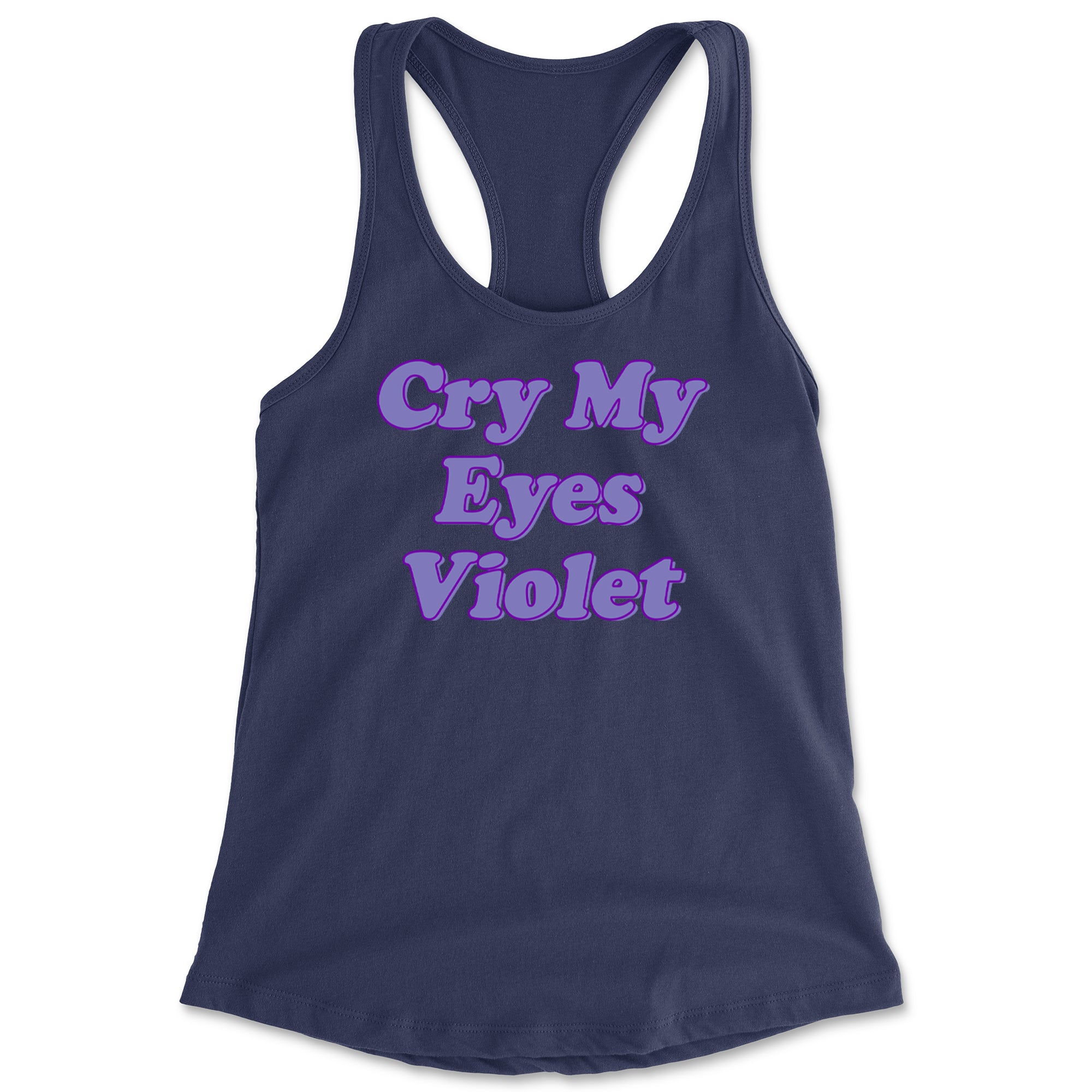 Cry My Eyes Violet Drama Queen Racerback Tank Top for Women Navy Blue