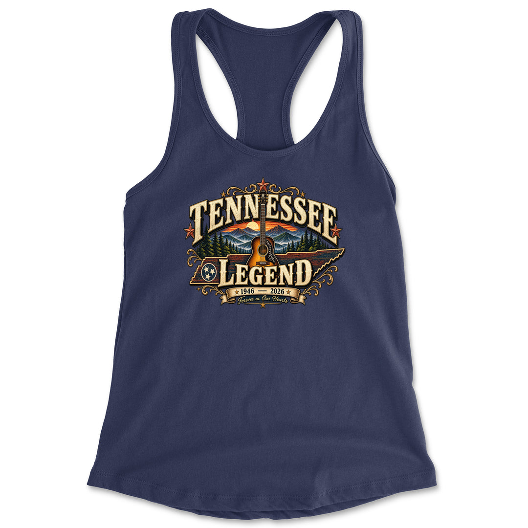 Tennessee Legend Country Music Dolly Racerback Tank Top for Women Navy Blue