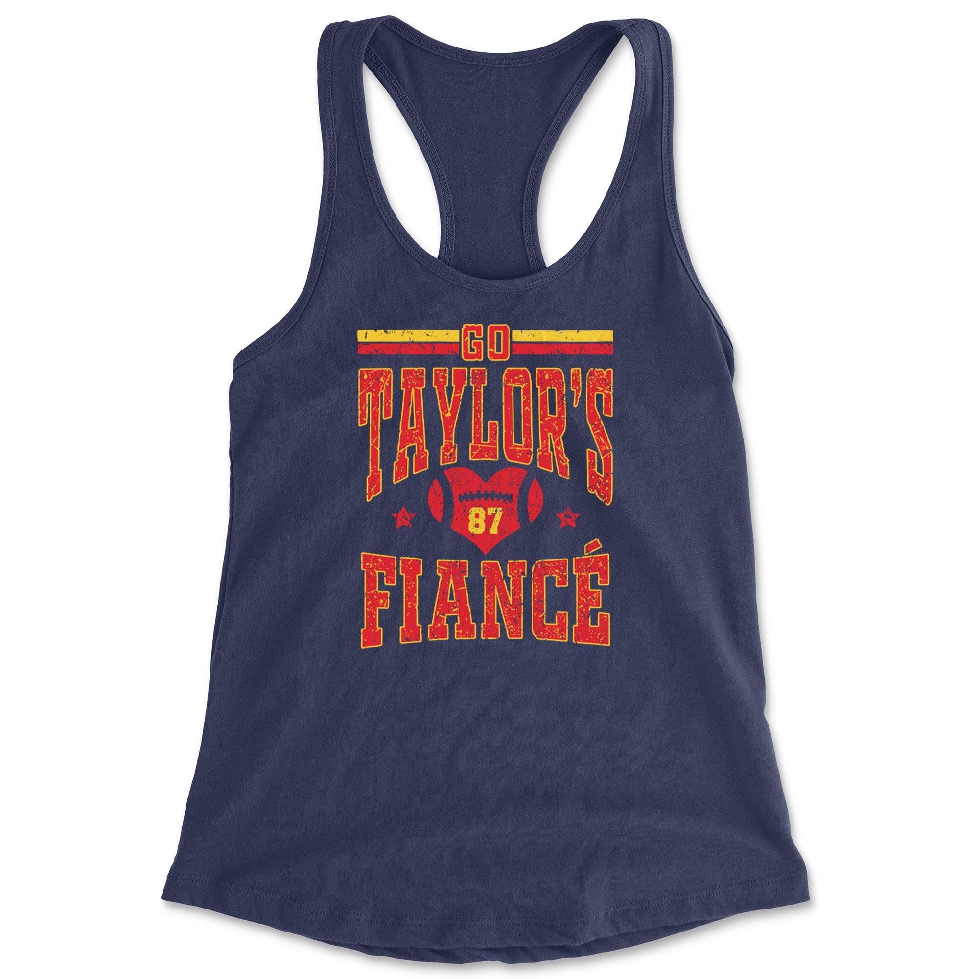 Go Taylor's Fiancé Engagement Game Day Racerback Tank Top for Women Navy Blue