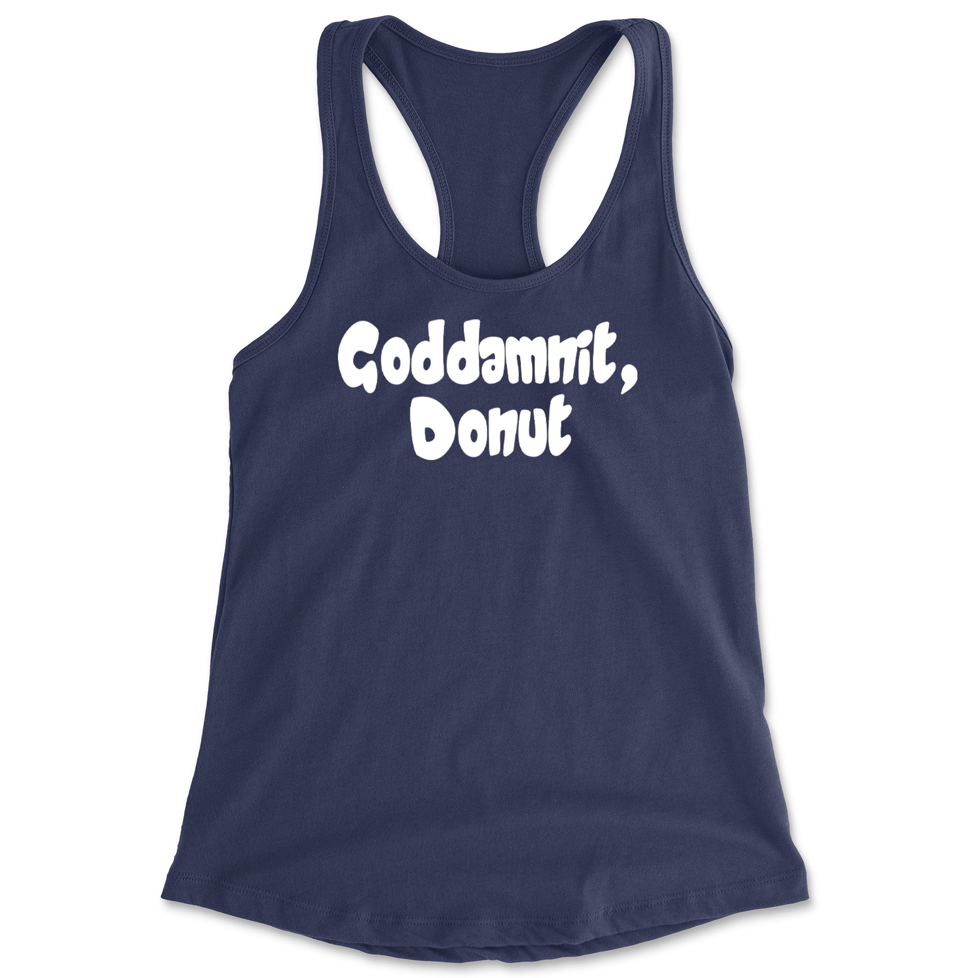 Godd-mnit, Donut Carl Racerback Tank Top for Women Navy Blue