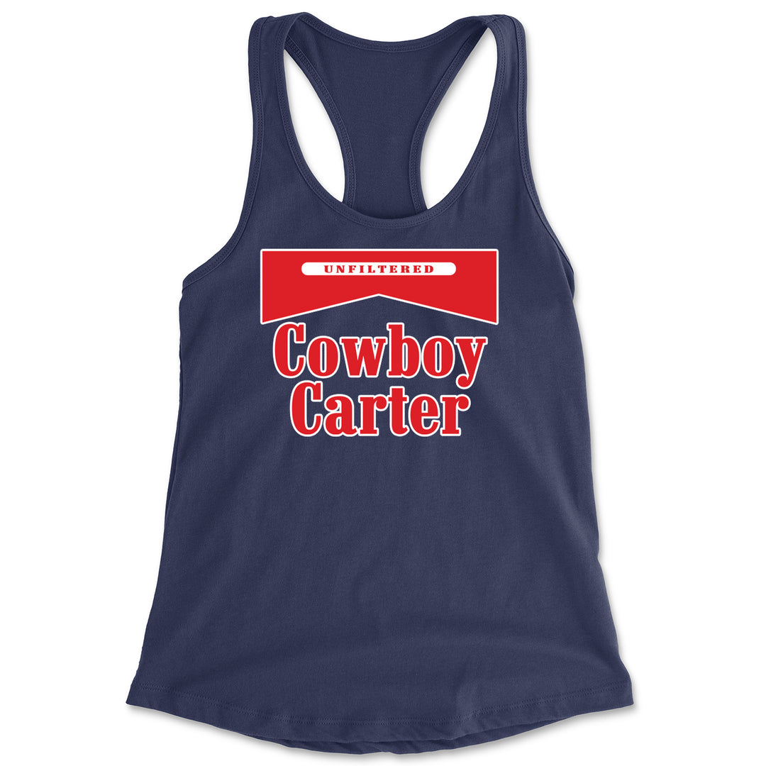 Cowboy Karter Country Act Two Racerback Tank Top for Women Navy Blue