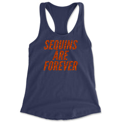 Sequins Are Forever Retro Glam Racerback Tank Top for Women Navy Blue