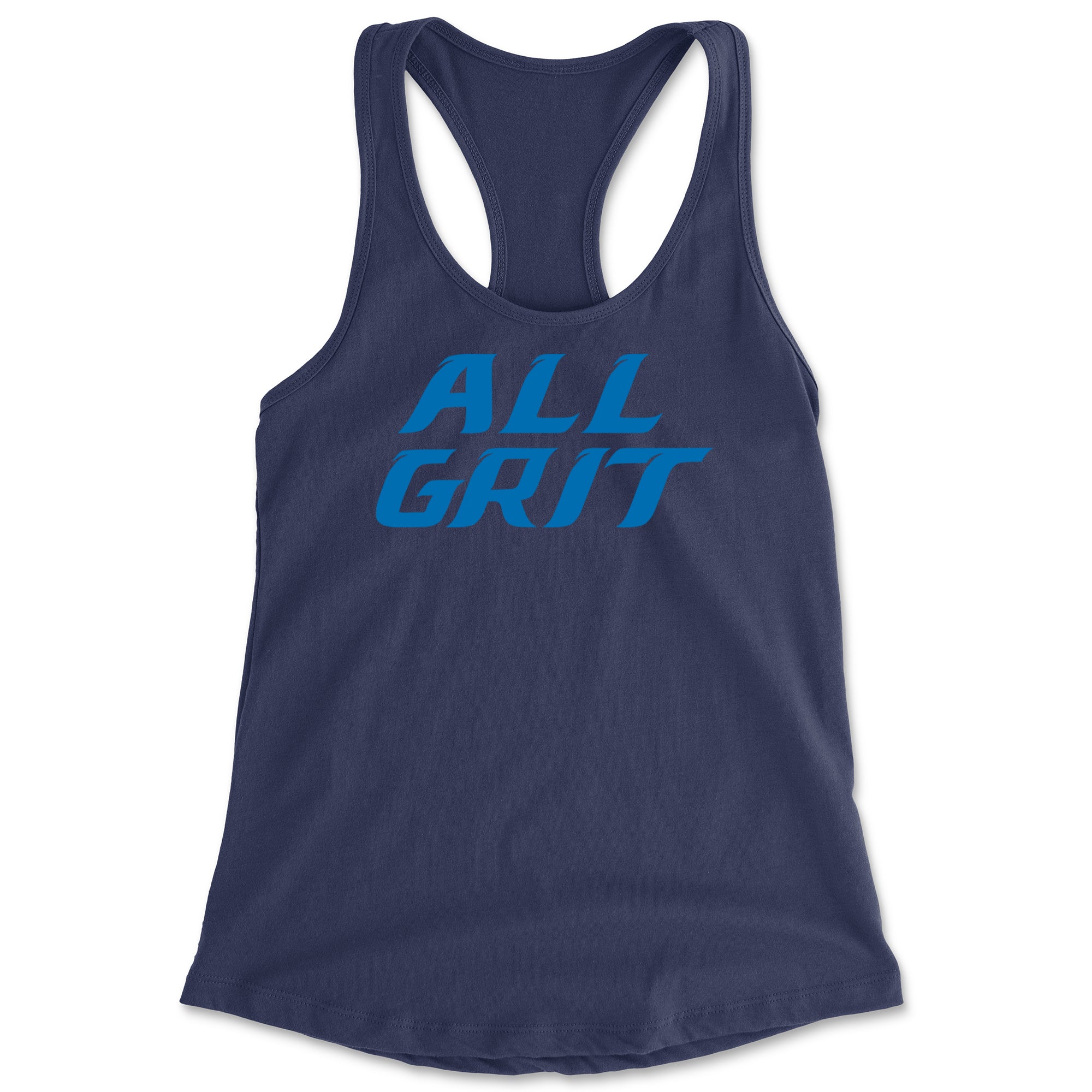 All Grit Detroit Football Racerback Tank Top for Women Navy Blue