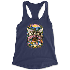 Tennessee Mountain Angel Wings Dolly Racerback Tank Top for Women Navy Blue