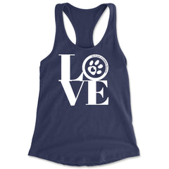 TLC LOVE Dog Rescue Racerback Tank Top for Women Navy Blue