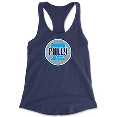 Philly Pride Liberty Bell Racerback Tank Top for Women Navy Blue