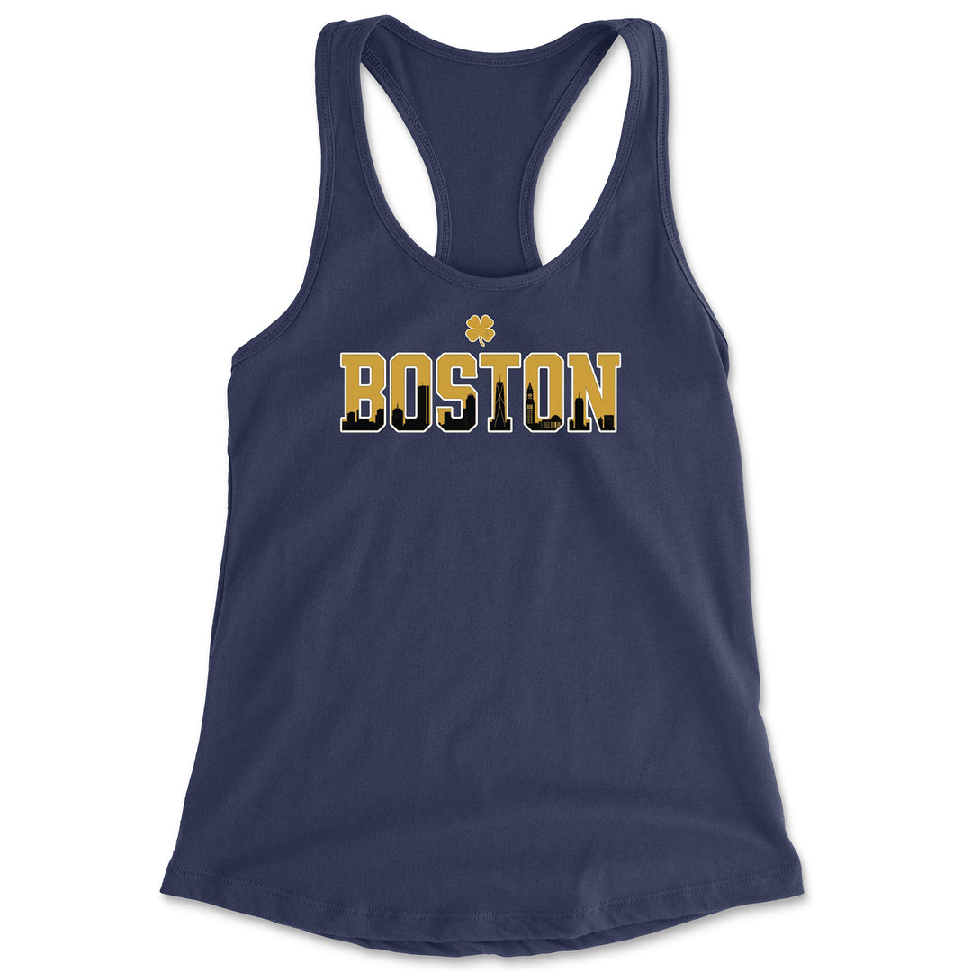 Boston City Pride Irish Racerback Tank Top for Women Navy Blue