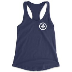 TLC To Love a Canine Dog Rescue White Racerback Tank Top for Women Navy Blue