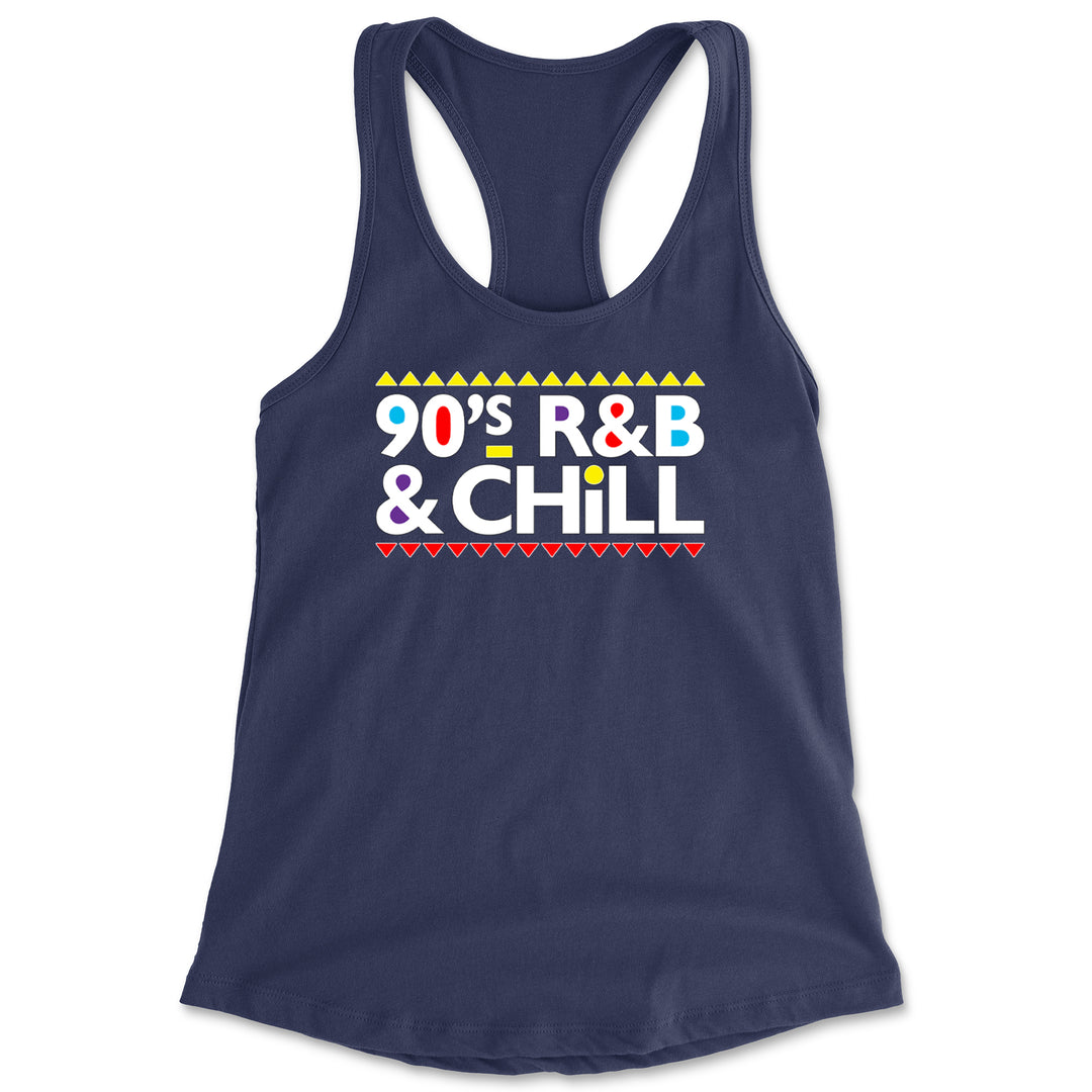 90s R&B and Chill Retro Throwback Racerback Tank Top for Women Navy Blue