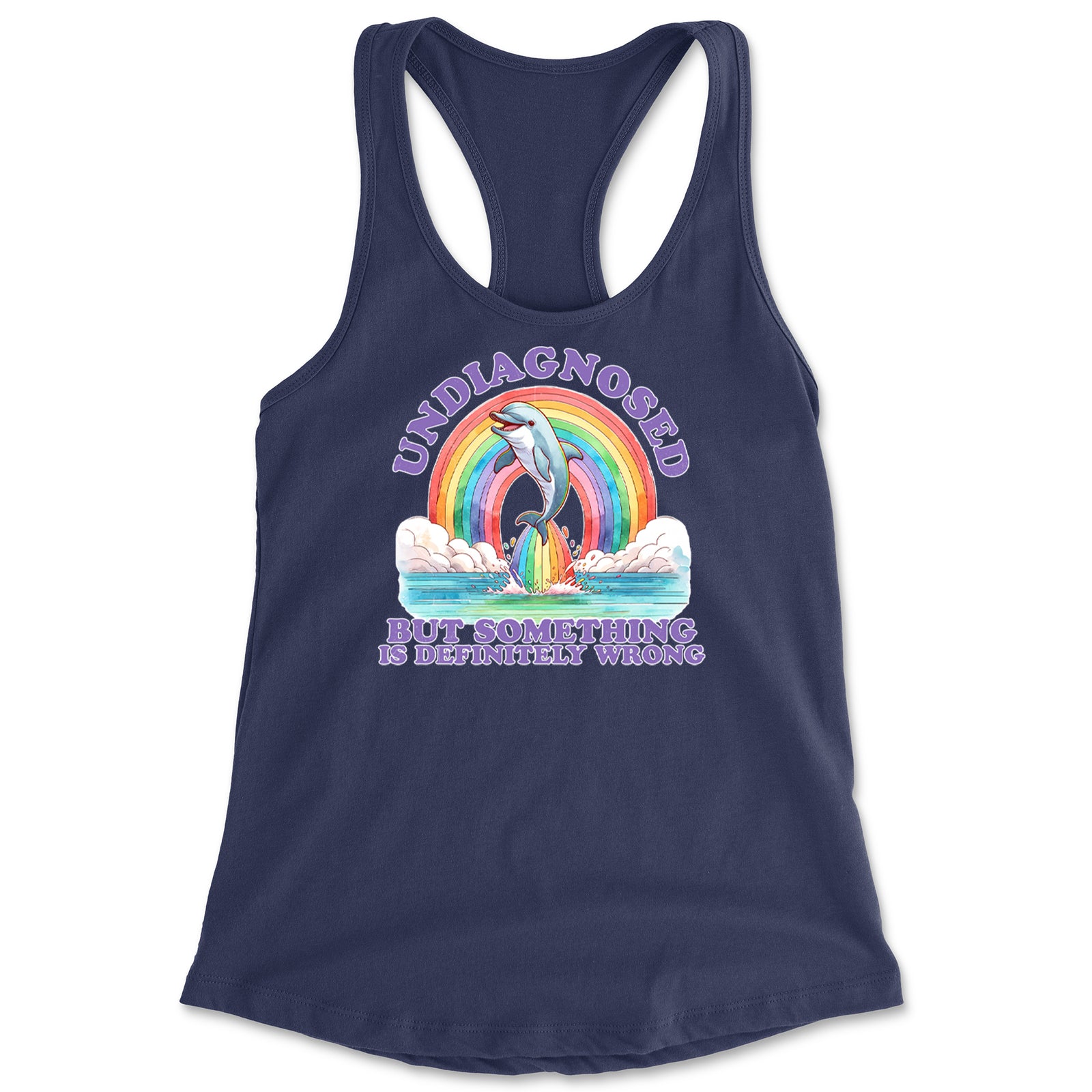 Undiagnosed But Something Is Definitely Wrong Racerback Tank Top for Women Navy Blue