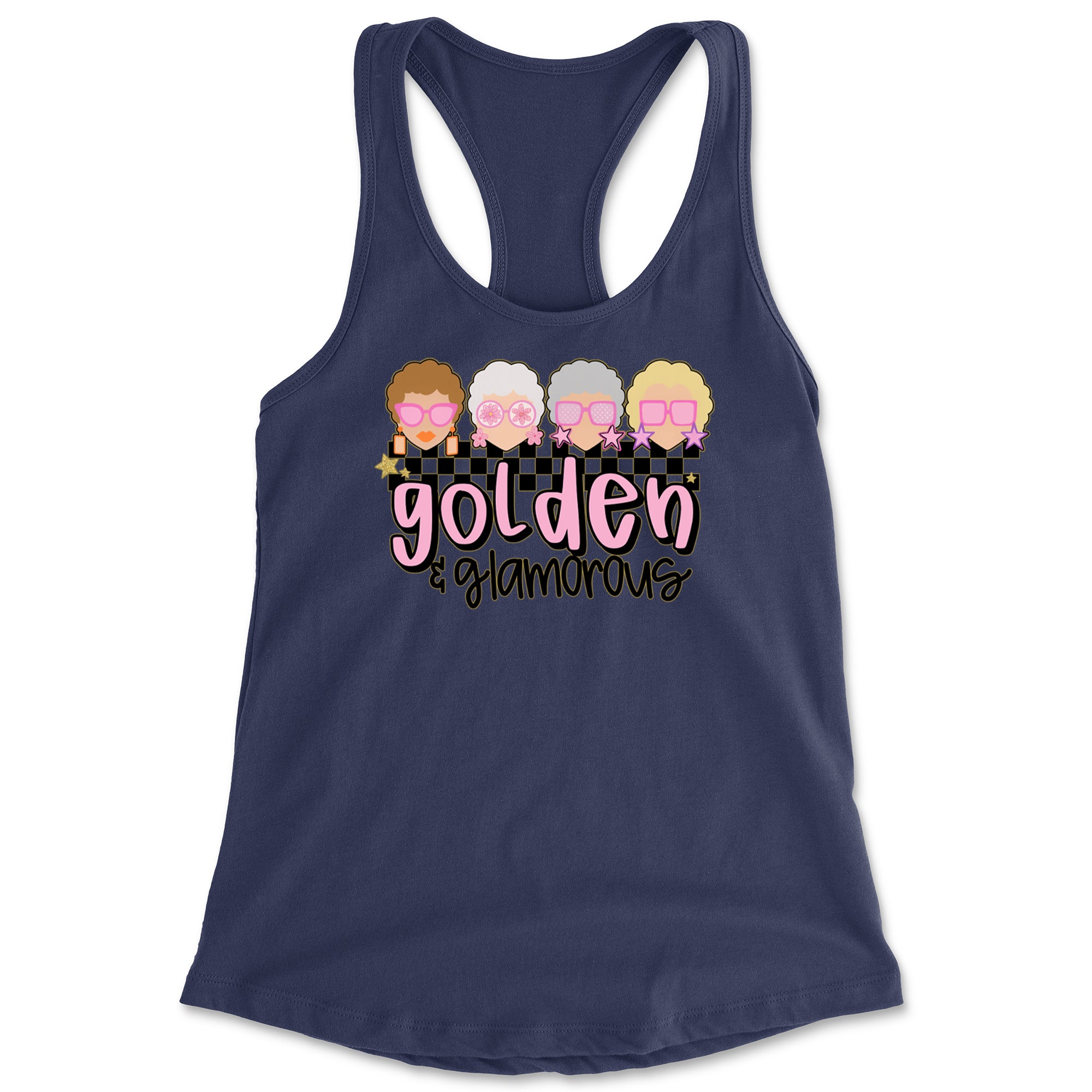 Golden And Glamorous Golden Girls Racerback Tank Top for Women Navy Blue