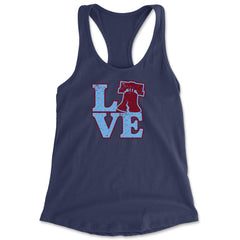 Love Philly Liberty Bell Racerback Tank Top for Women Navy Blue
