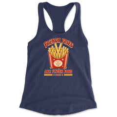 French Fries Are Finger Food IYKYK Racerback Tank Top for Women Navy Blue