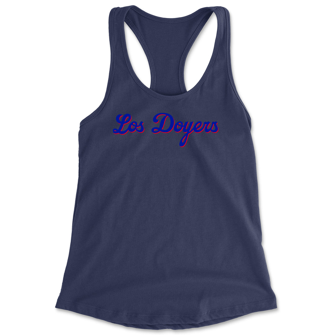 Los Doyers LA Baseball Racerback Tank Top for Women Navy Blue